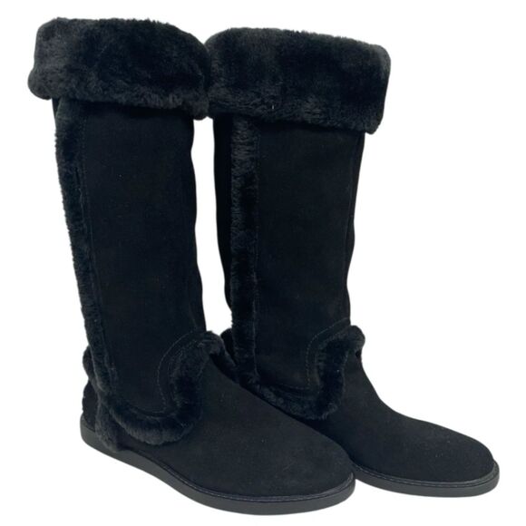 Bass Annabeth Boots Women's 6M Black Suede Leather Fleece Lined Mid Calf - Picture 1 of 8
